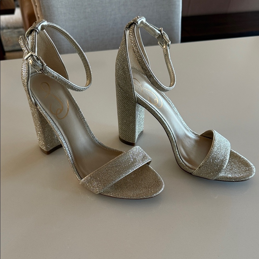 Sam Edelman Shimmering Gold Block Heels